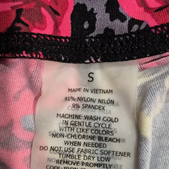 Betsey Johnson Pink and Yellow Floral Leggings - Picture 3 of 3